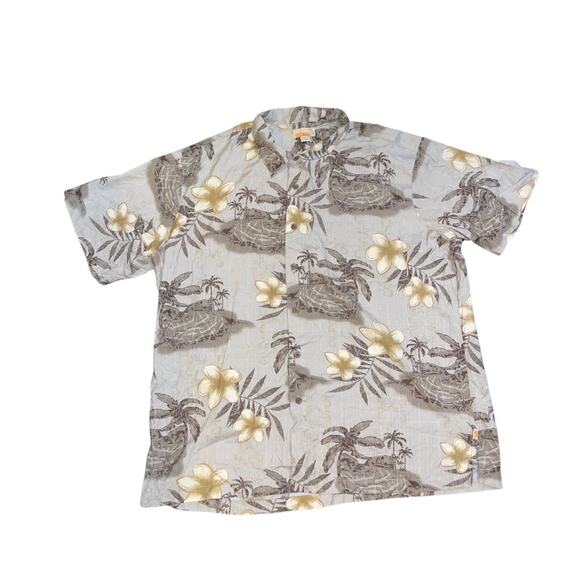 Sideout Hawaiian Button Up Shirt Floral Palm Tree Pattern Size XL Vacation Beach - Picture 1 of 4